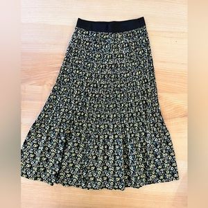 Oak+Fort Floral Print Pattern Accordion Pleated Midi Skirt, one size